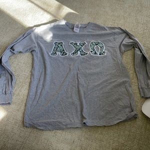 Long sleeve custom stitched alpha chi omega tshirt